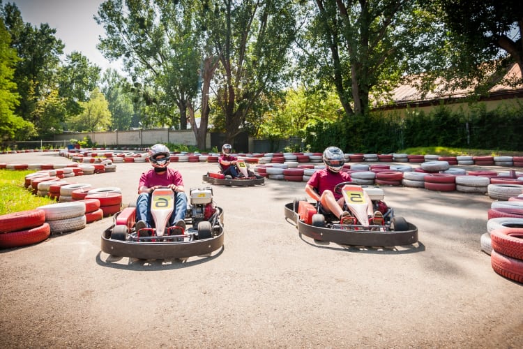 Having a kart-race is an exciting team building activity in Columbus