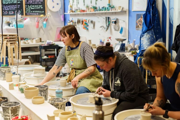 Creating ceramics is a great team building activity in Denver