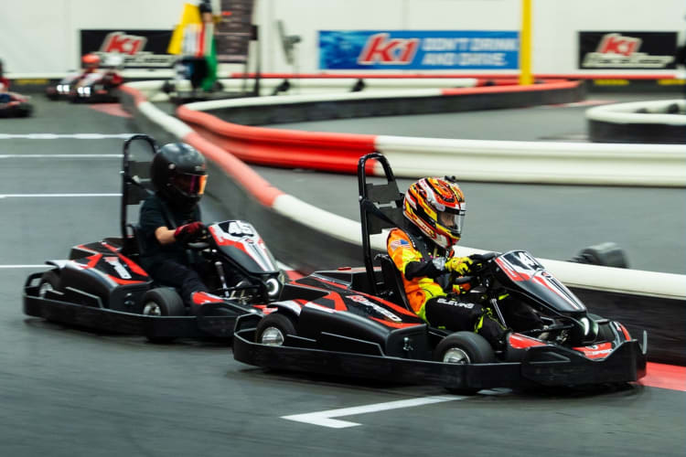 two go-karts racing