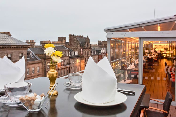 Rooftop restaurant in Edinburgh.