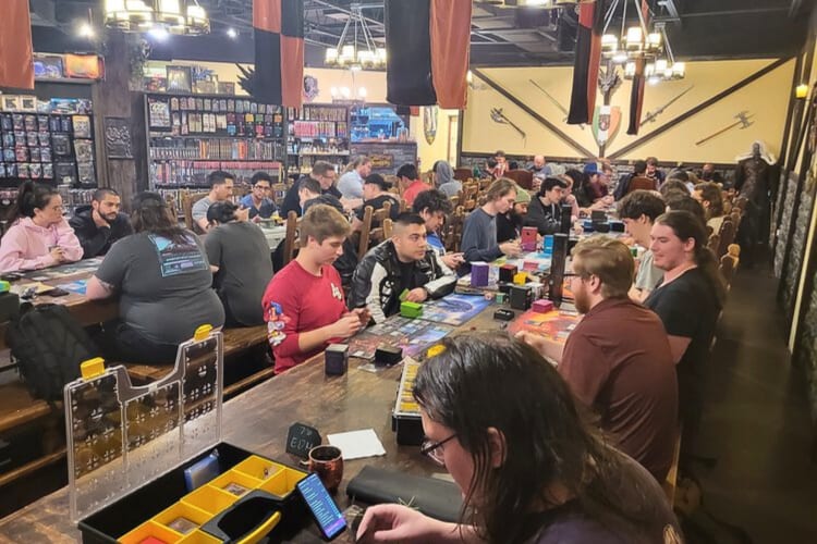 People playing various games at Knight Watch Games