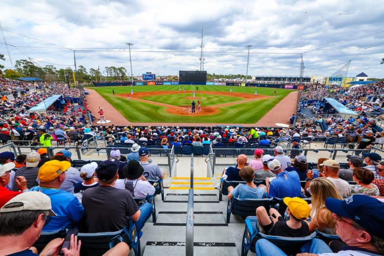 broad view of a baseball field from the stands