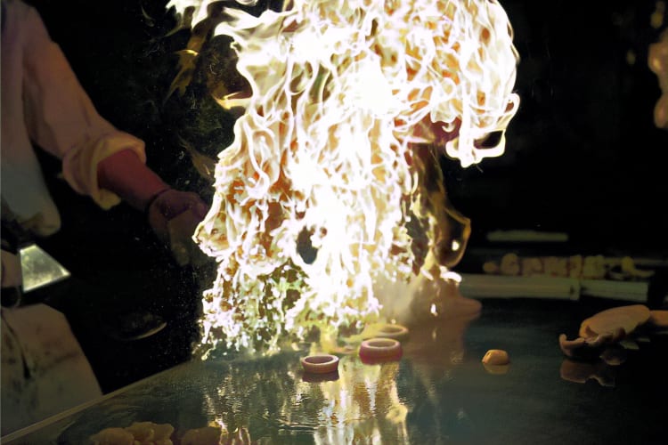 Fire in a teppanyaki