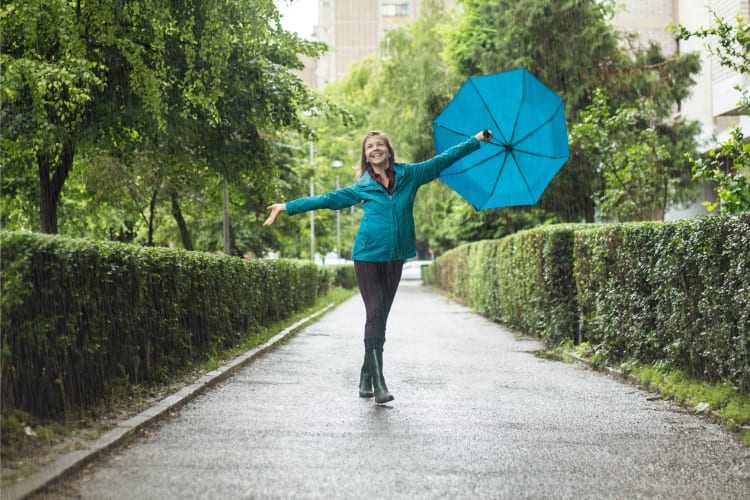 Dancing in the rain is a fun thing to do before 40