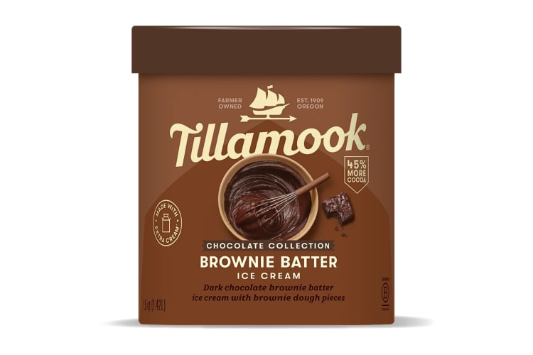 A tub of the Brownie Batter ice cream from Tillamook