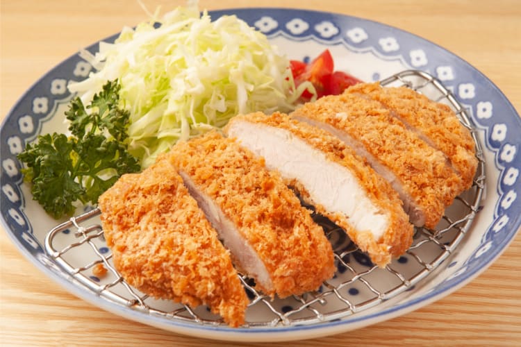Tonkatsu served with cabbage