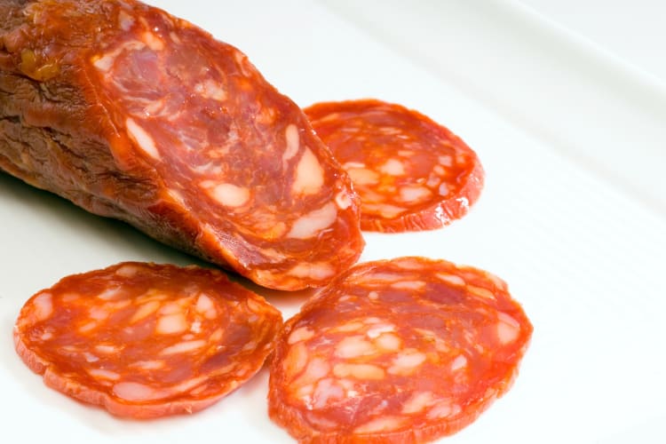 Slices of sopressata