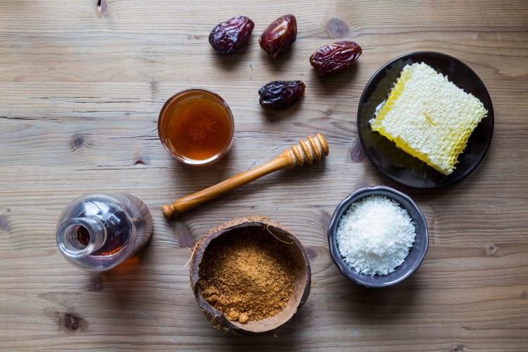 Honey, maple syrup, dates and coconut sugar