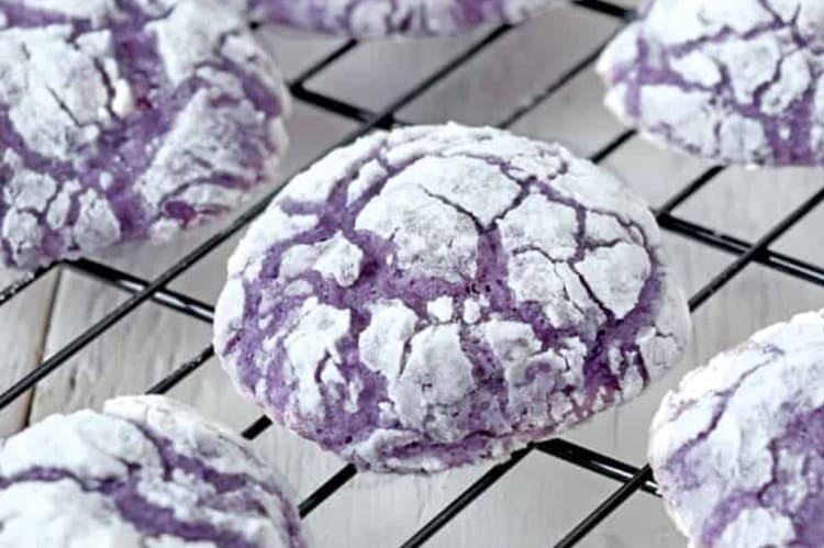 ube crinkle cookies are soft and chewy