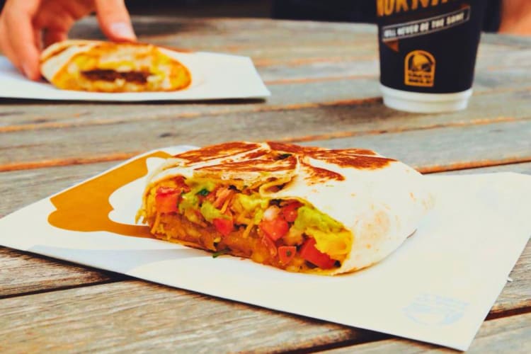 A wrap from Taco Bell which is unhealthiest fast food chains.