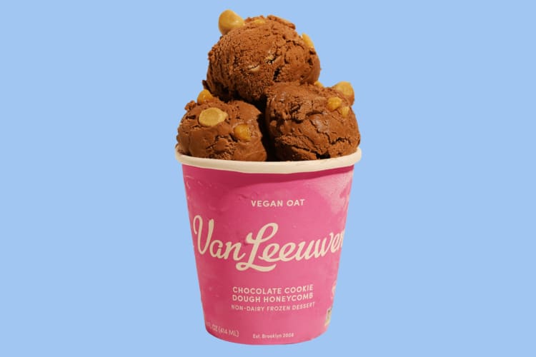 Vegan Chocolate Cookie Dough is a popular Van Leeuwen ice cream flavor