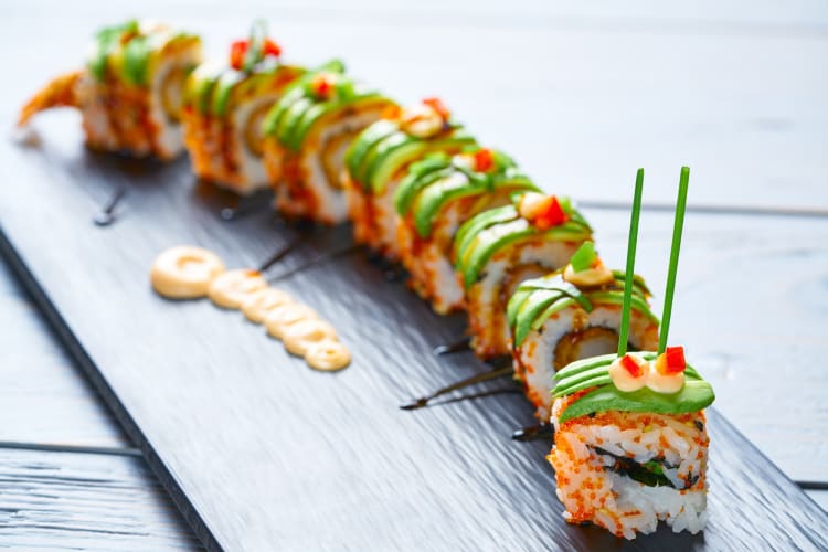Enjoy a dragon roll at this vegan restaurant in London