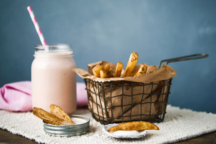 Milshake and french fries is a fast food classic weird combo