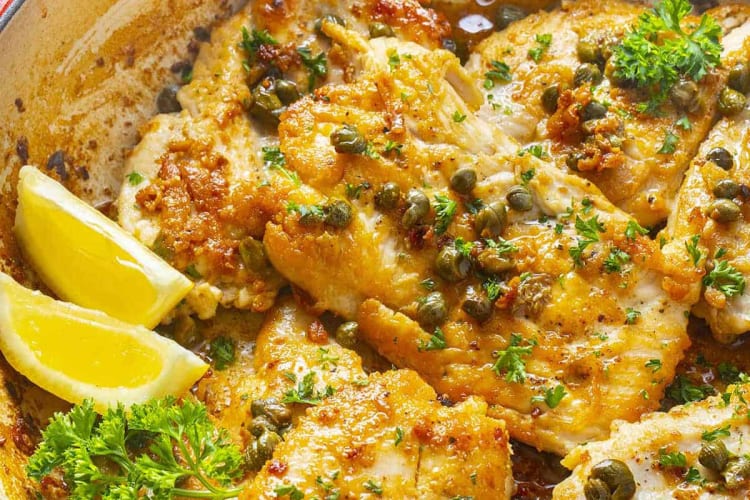 healthy lemon chicken piccata is a light and zesty healthy chicken breast recipe