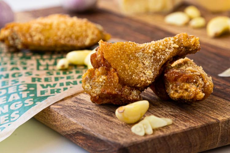 Garlic parmesan is a cheesy Wingstop flavor