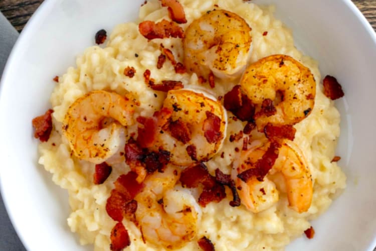 Shrimp and pancetta risotto
