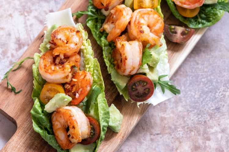 spicy shrimp lettuce wrap