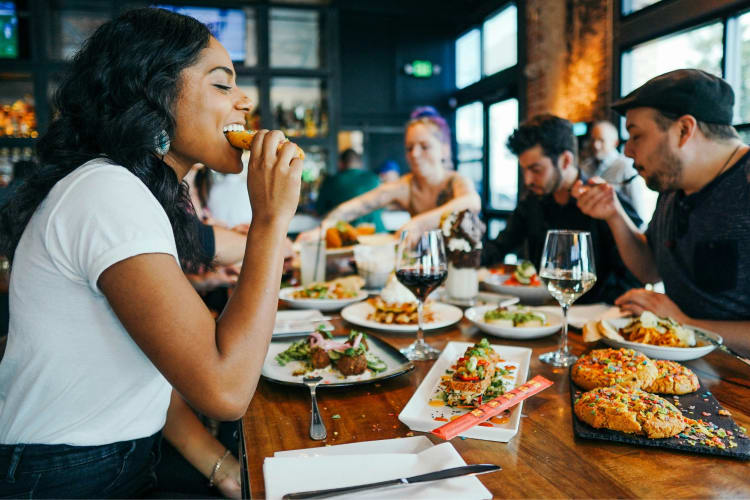 People eating at a restaurant