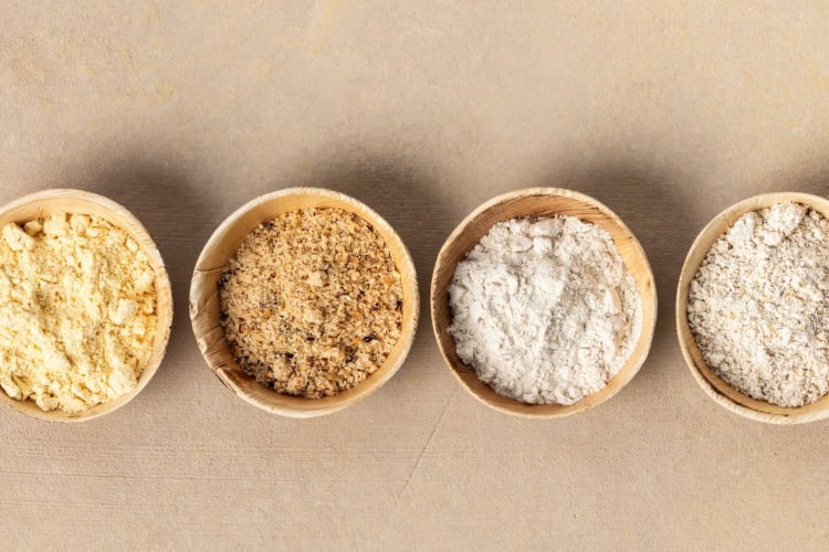 bowls of different types of flour