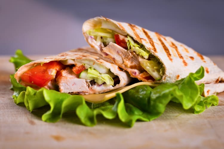 Fresh chicken and veggies wrap