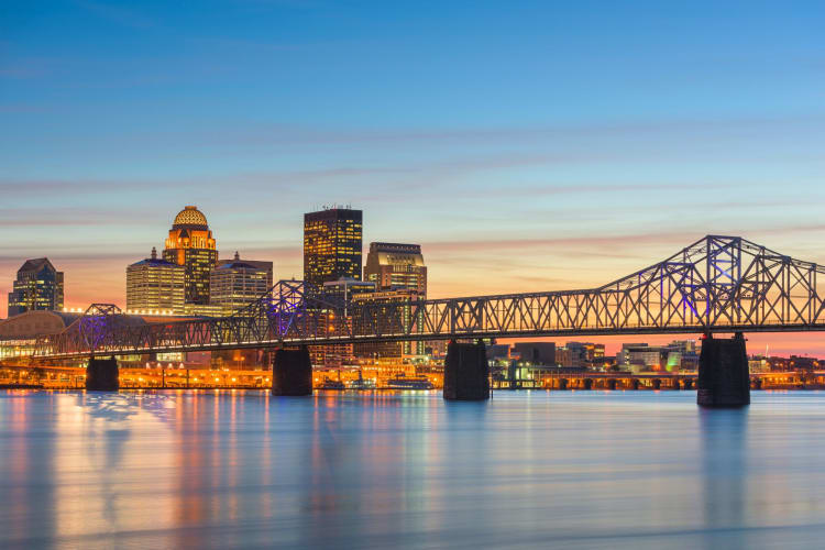 Louisville city skyline on the river