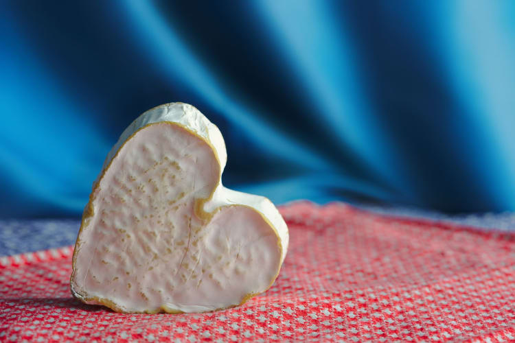 Neufchatel cheese shaped like a heart