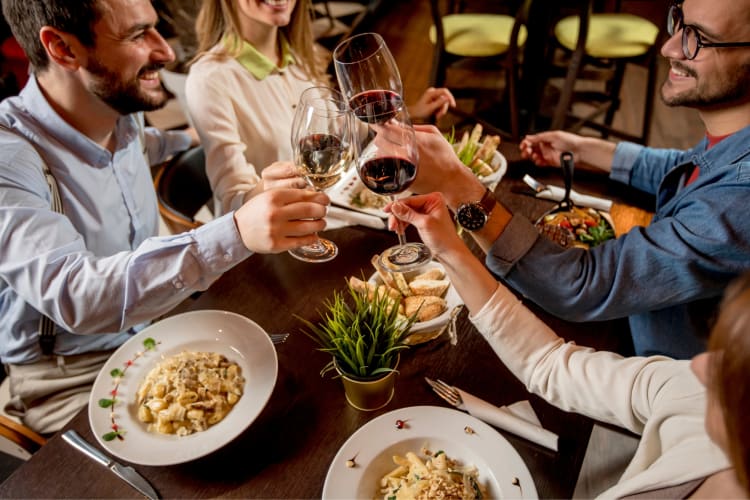 People enjoying themselves at a restaurant