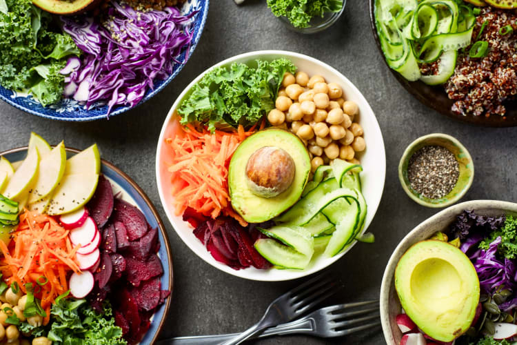 A selection of salad bowls on a table