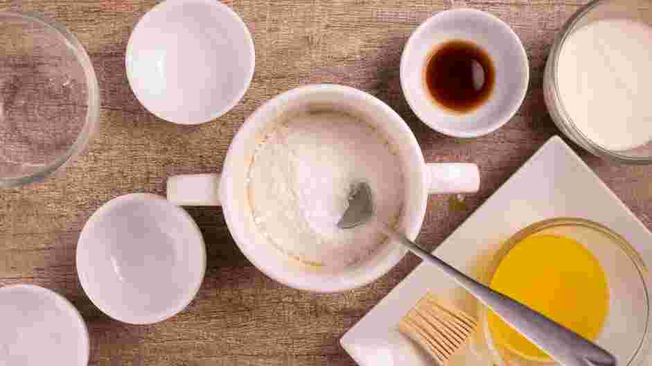 Vanilla Mug Cake Recipe: Combine the flour, sugar, baking powder and salt in the mug and whisk together.