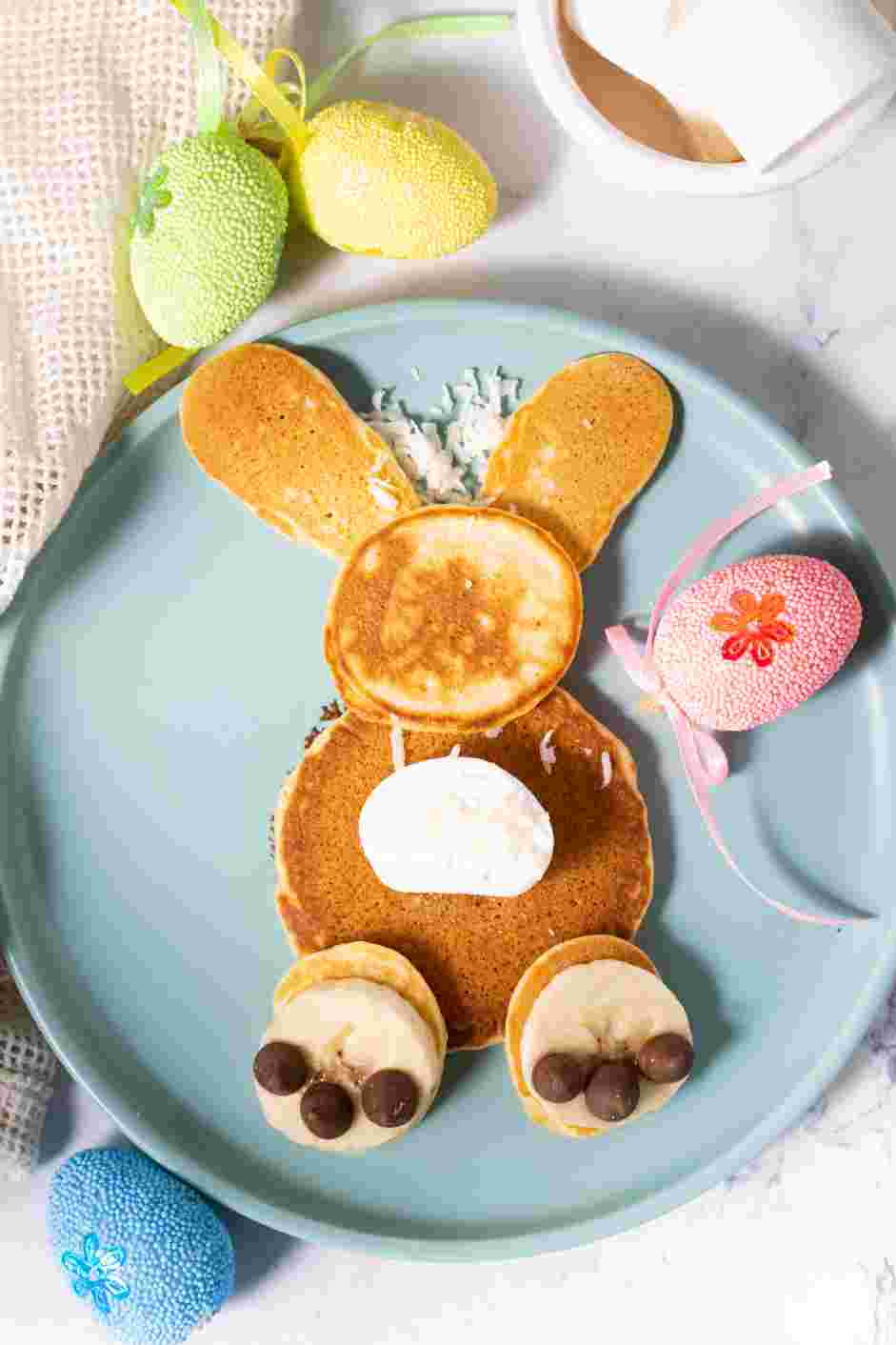 Bunny Pancakes Recipe: Serve with maple syrup, if desired.