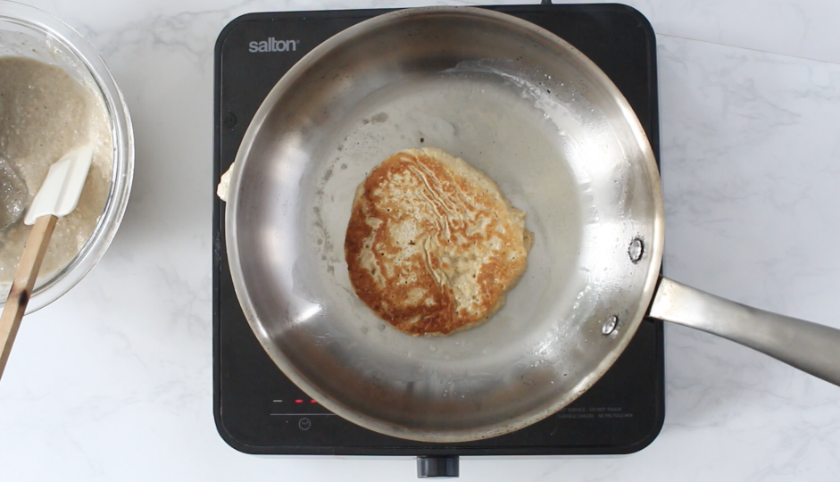 Oat Flour Pancakes Recipe: Heat a medium saucepan over medium heat.