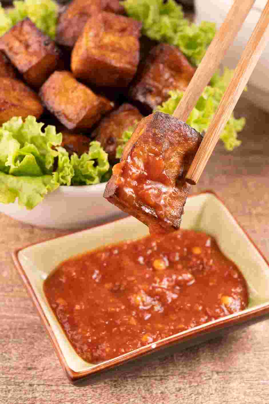 Air Fryer Tofu Recipe: Cook for 10-15 minutes at 400°F, flipping halfway through the cooking time, until golden.