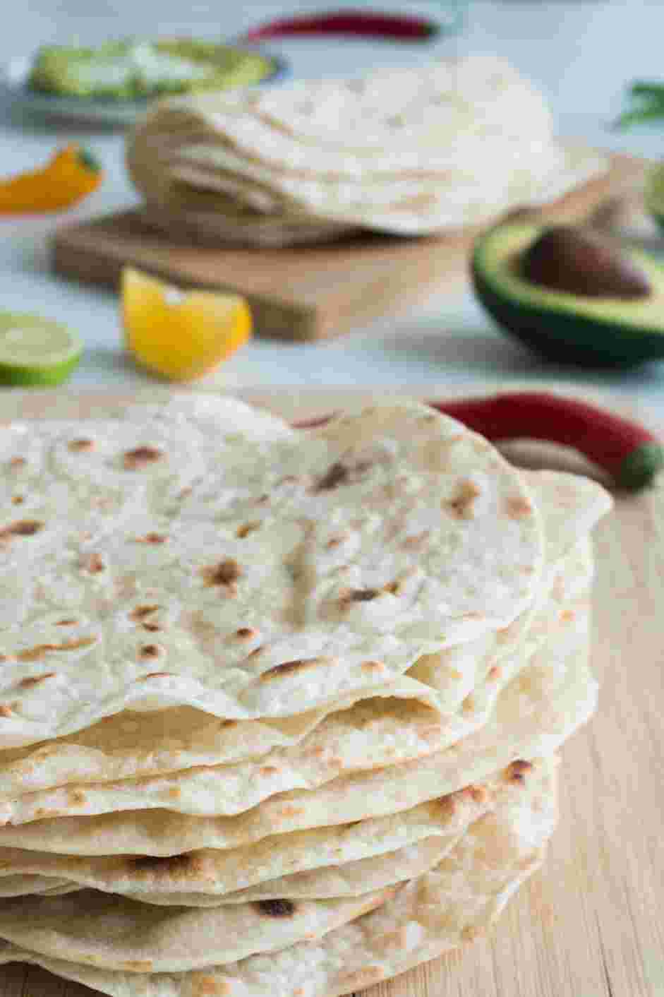 Vegan Tortillas Recipe: Use vegan tortillas immediately for your favorite recipes or store for later.