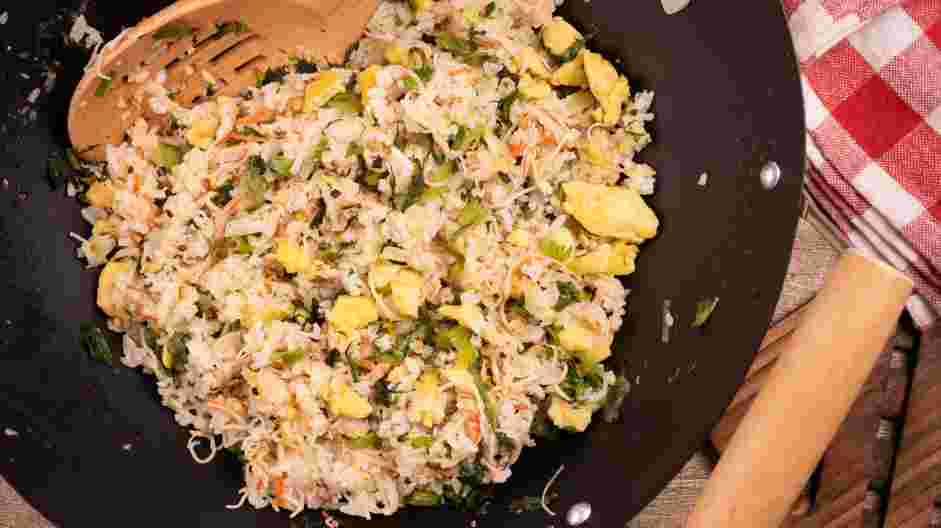 Crab Fried Rice Recipe: Garnish the crab fried rice with chopped cilantro and a pinch of chili flakes.