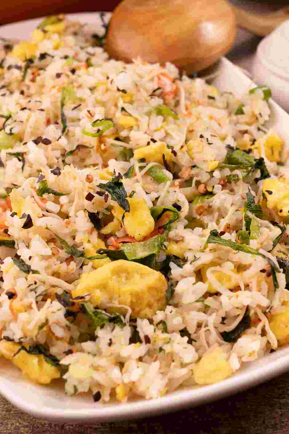 Crab Fried Rice Recipe: Plate and serve immediately.