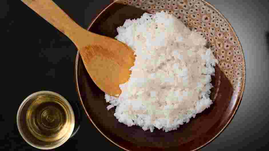 Salmon Skin Roll Recipe: Make the sushi rice.