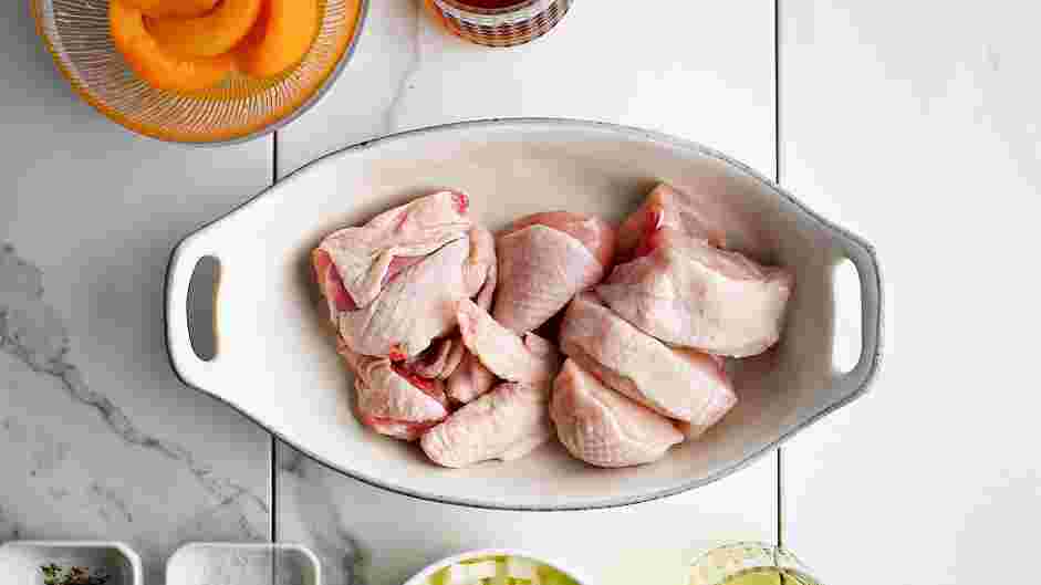 Peach Bourbon Chicken Recipe: Preheat the oven to 425°F.