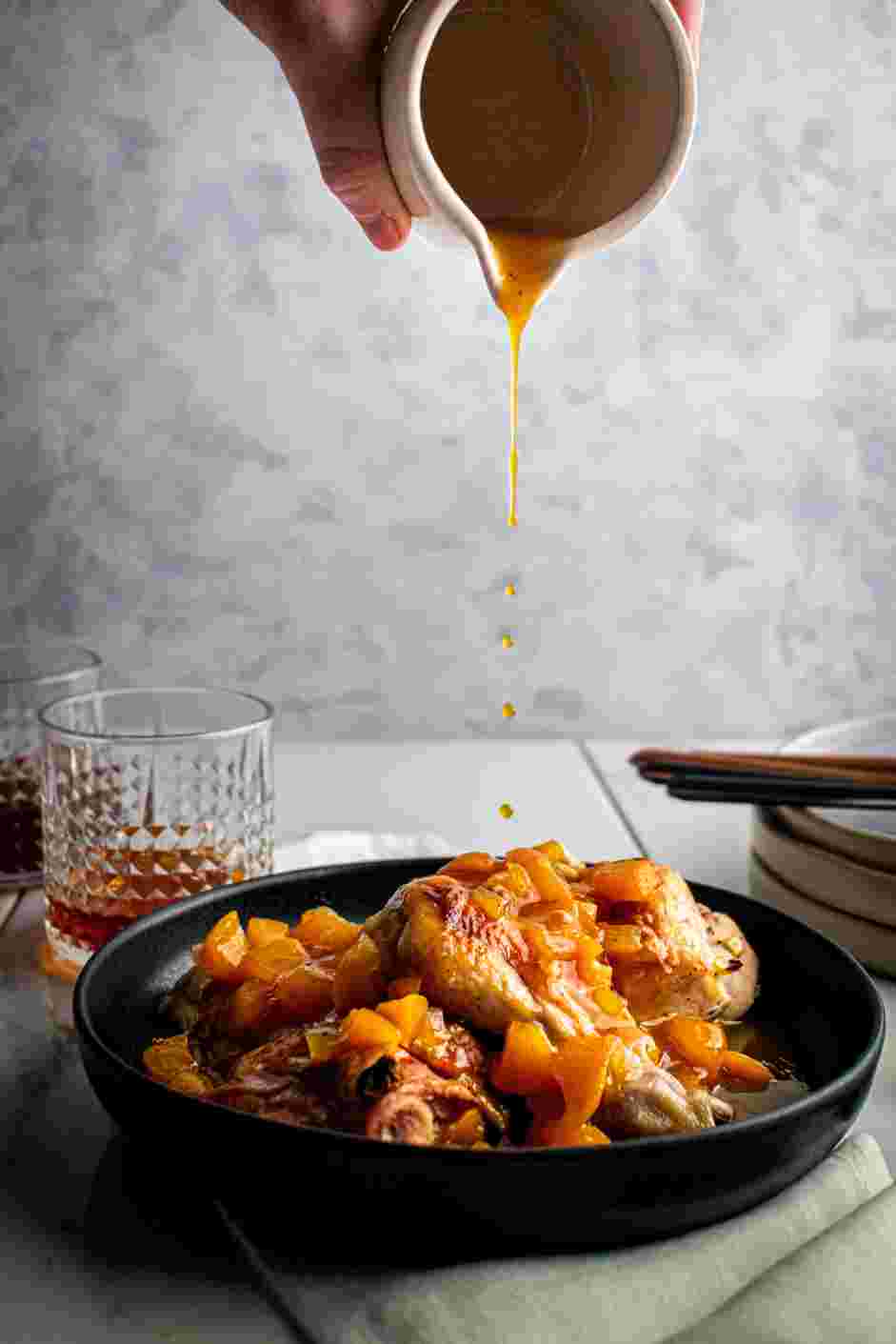 Peach Bourbon Chicken Recipe: Let the sauce sit off of the heat for 3-5 minutes.