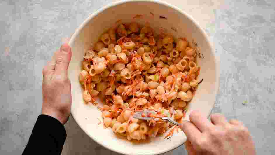 Hawaiian Mac Salad Recipe: Mix the Hawaiian mac salad together until everything is fully combined.