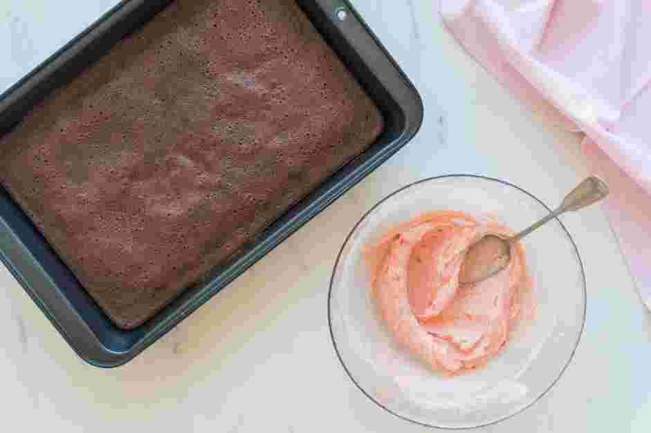 Strawberry Brownies Recipe: Grease a 13&times;9-inch baking pan and pour in the brownie batter.