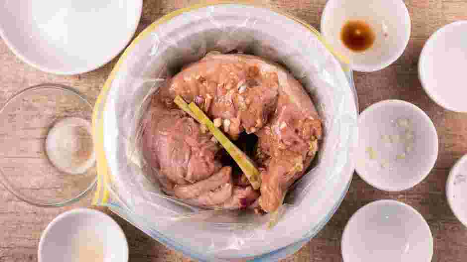 Banh Mi Recipe: Marinate the pork.