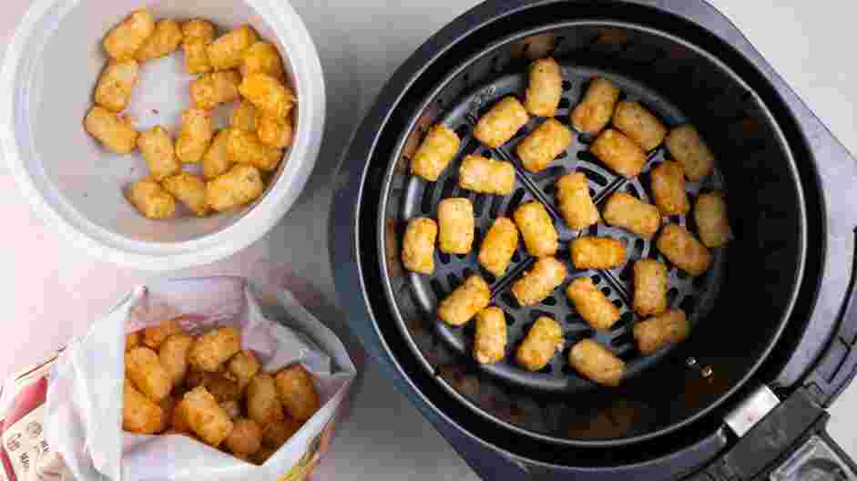 Air Fryer Tater Tots Recipe: Lightly spray the air fryer basket with oil.