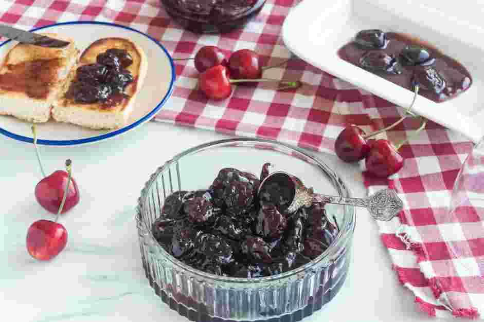 Candied Cherries Recipe: If the syrups thickens too quickly and looks like it might burn, turn down the heat a nudge and add in another 1/3 of cup of water.