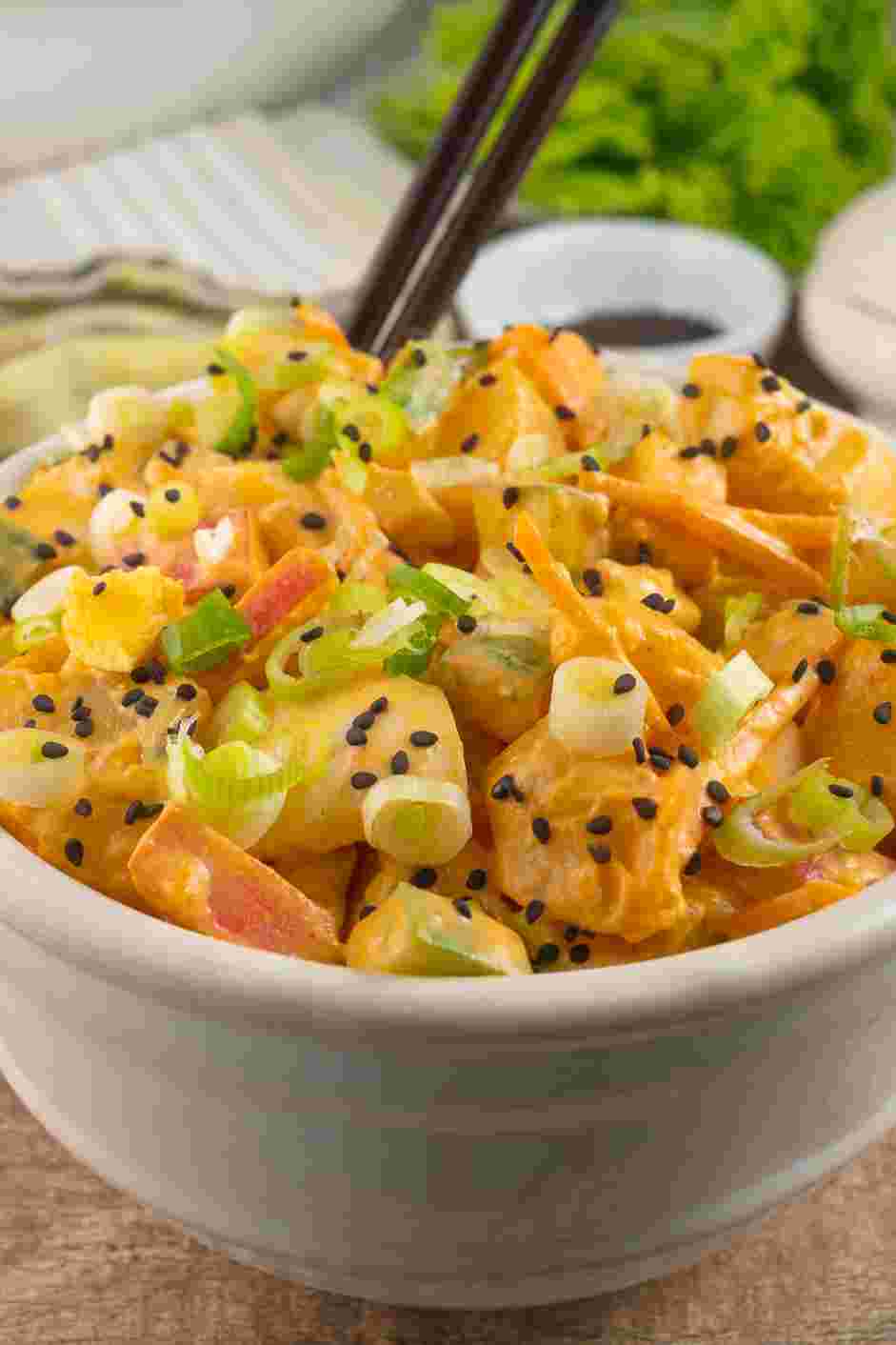 Korean Potato Salad Recipe: Serve Korean potato salad as a side dish, on toasted bread or in lettuce wraps.