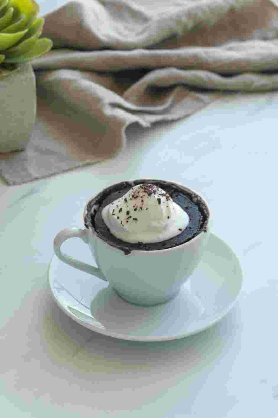 Vegan Mug Cake Recipe: Serve immediately topped with vegan ice cream or whipped coconut cream.