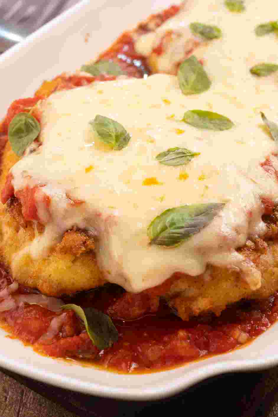 Keto Chicken Parmesan Recipe: Top with additional Parmesan cheese and fresh basil, if you'd like.