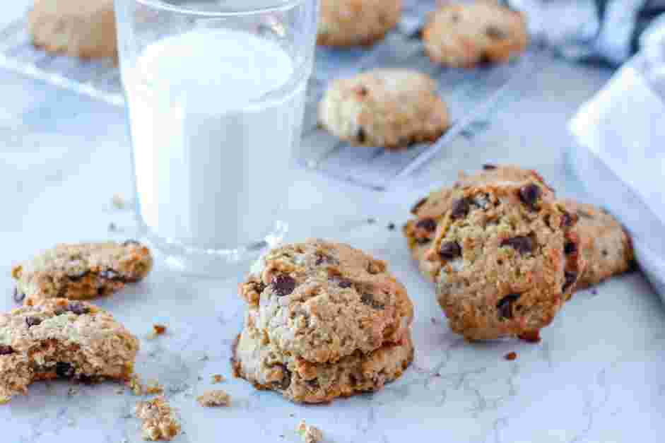 Vegan Oatmeal Chocolate Chip Cookies Recipe: Bake for 12-15 minutes, depending on the size of your cookies, until the edges are firm and golden brown.