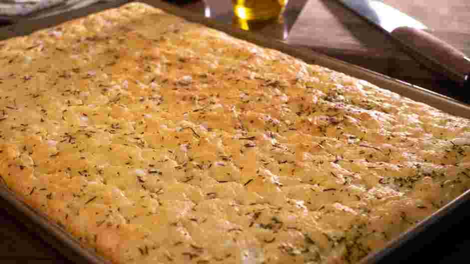 Rosemary Focaccia Recipe: Bake the focaccia for 20 minutes.