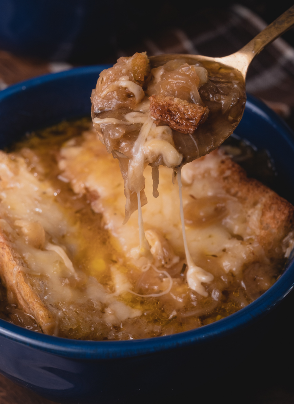 Vegetarian French Onion Soup Recipe: Bake for 5-10 minutes at 425&deg;F or until the cheese is melted.