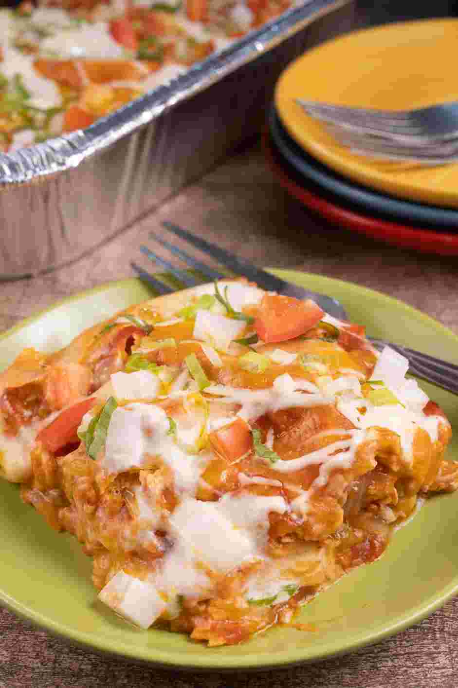 Chicken Taco Casserole Recipe: Remove the casserole from the oven.